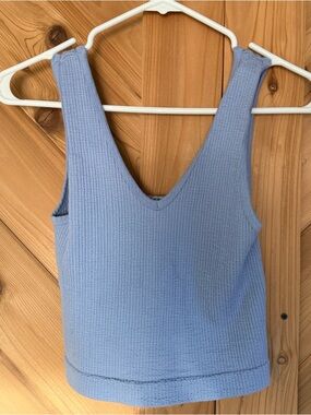 Light Blue/periwinkle Ribbed V-Neck Cropped Tank Top - Women